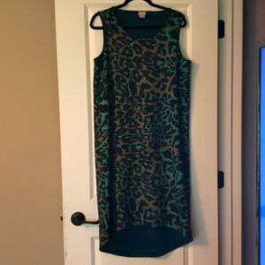 Chico's green leopard high low hem dress